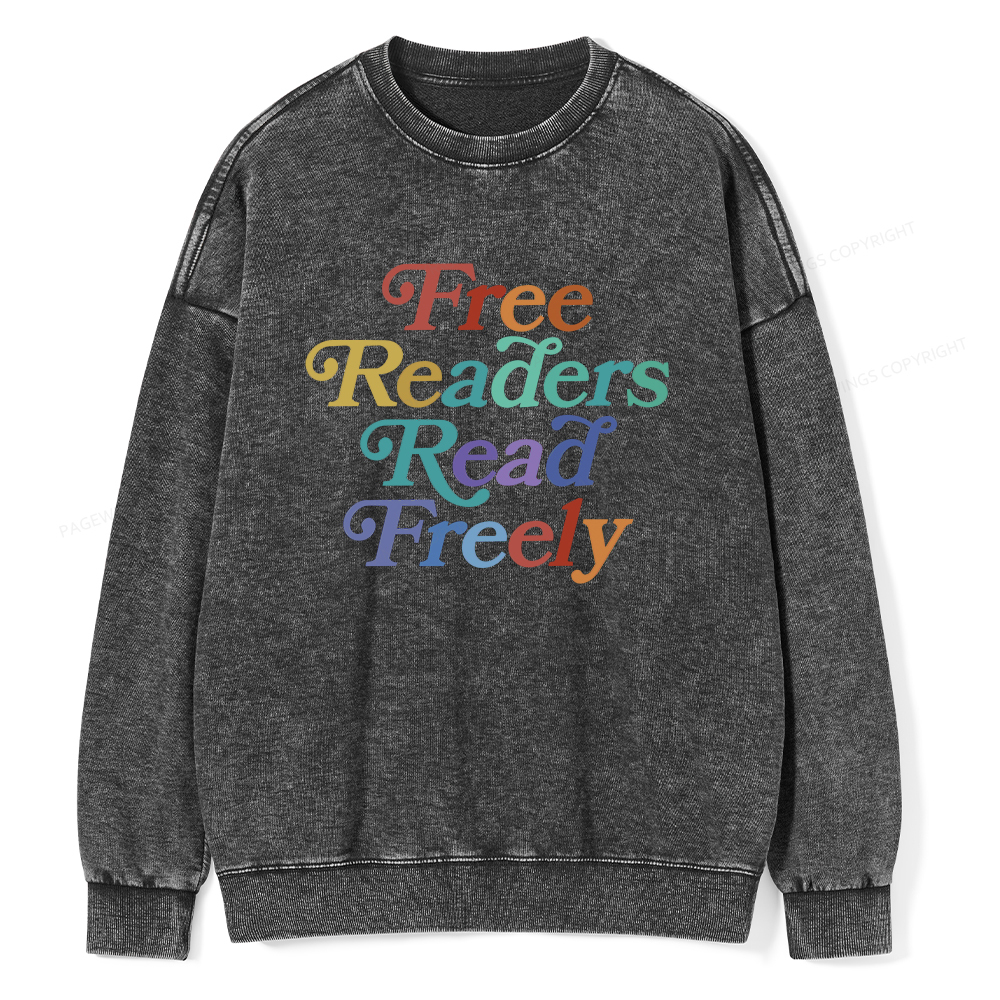 Pagewings Free Readers Read Freely Unisex Washed Sweatshirt