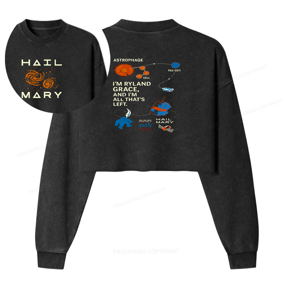 Pagewings Scifi Reader Washed Crop Sweatshirt