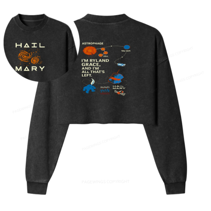Pagewings Scifi Reader Washed Crop Sweatshirt