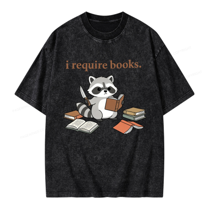 Pagewings I Require Books Unisex Washed T-shirt