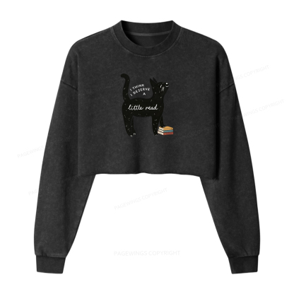Pagewings Little Read Washed Crop Sweatshirt