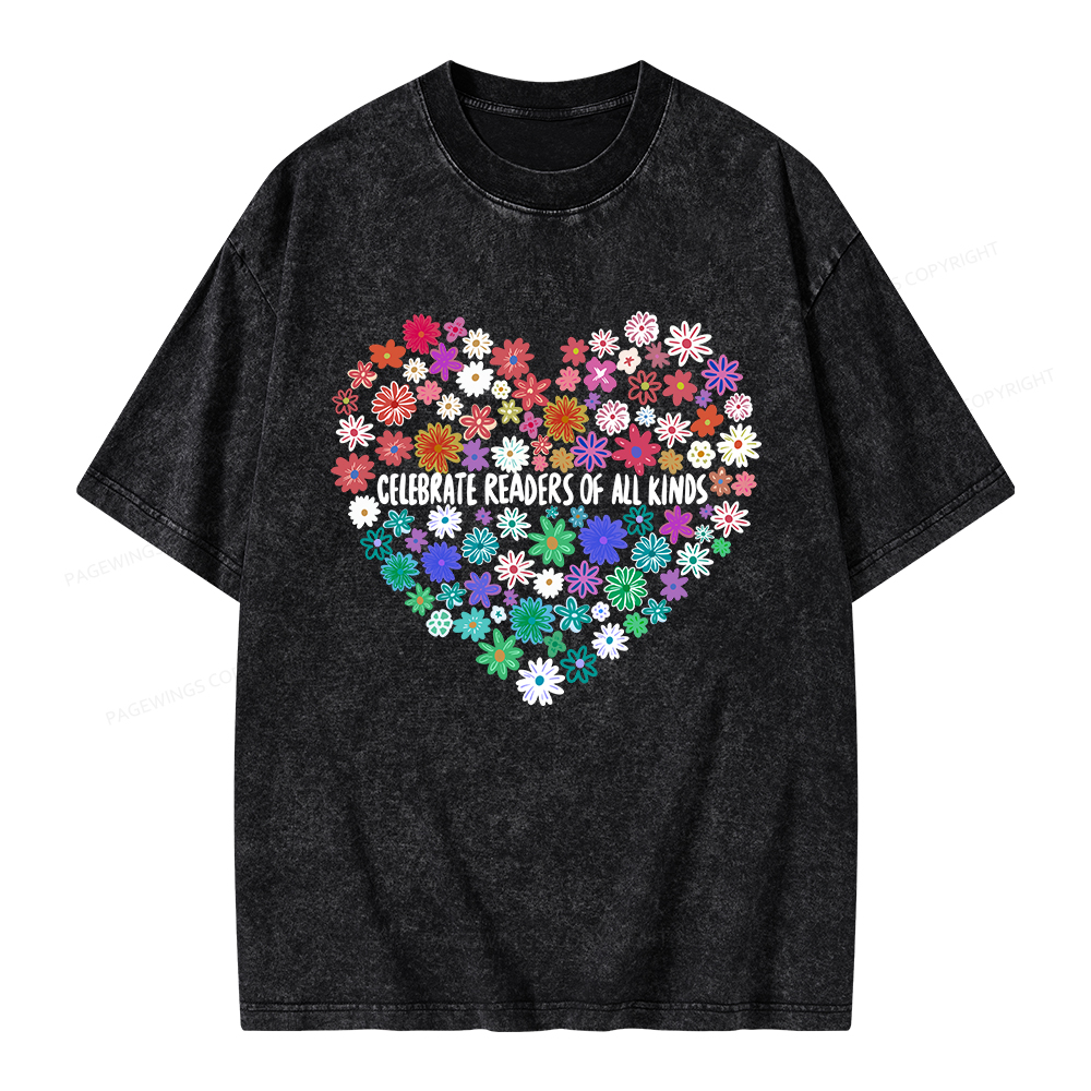 Pagewings Celebrate Readers of All Kinds Unisex Washed T-shirt