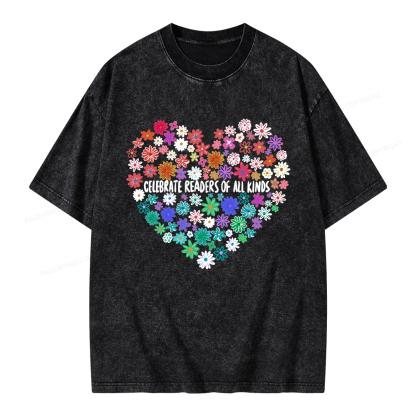 Pagewings Celebrate Readers of All Kinds Unisex Washed T-shirt
