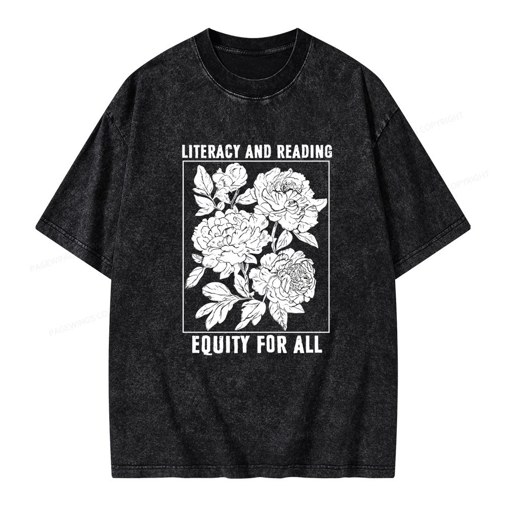 Pagewings Literacy And Reading Equity For All Unisex Washed T-shirt