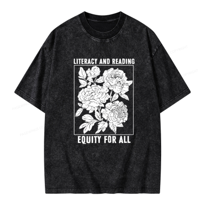 Pagewings Literacy And Reading Equity For All Unisex Washed T-shirt