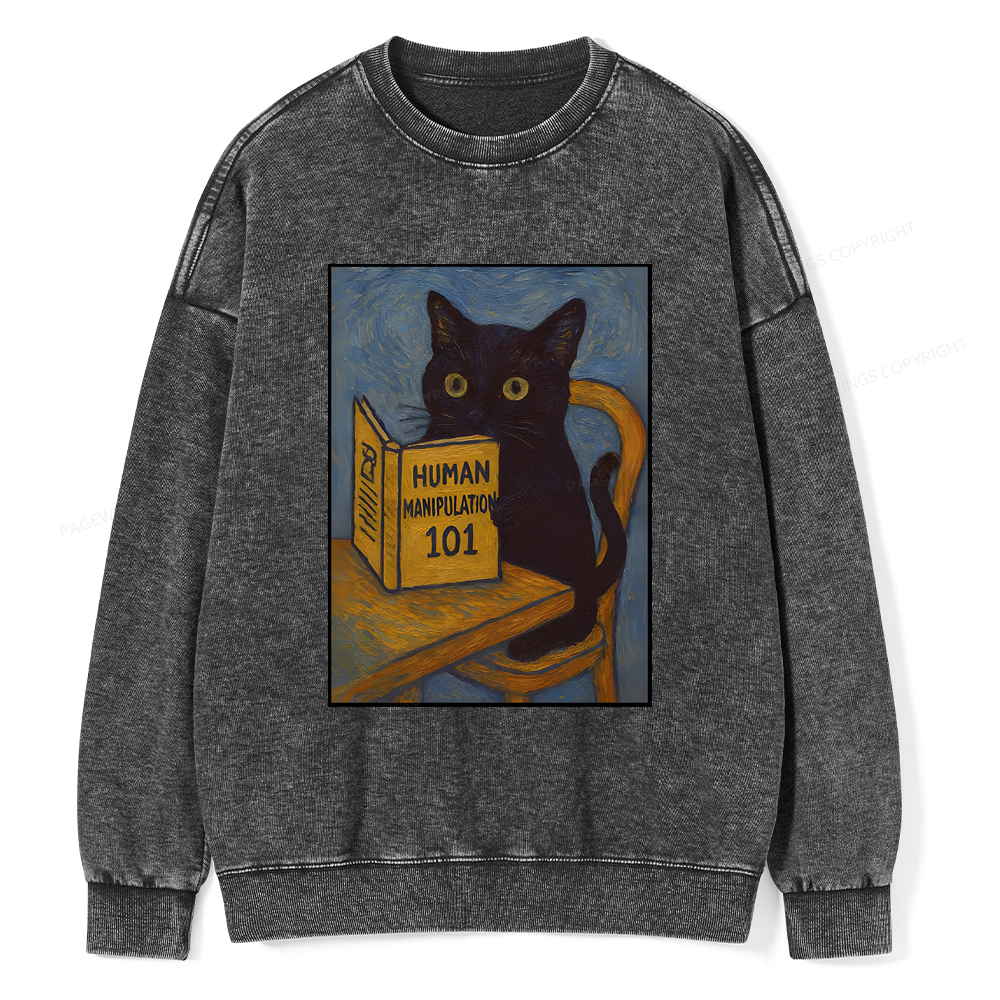 Pagewings Funny Cat Unisex Washed Sweatshirt