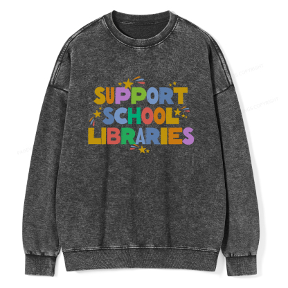 Pagewings Support School Libraries Unisex Washed Sweatshirt