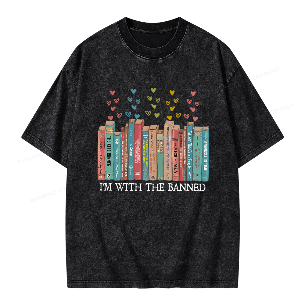 Pagewings I'm With The Banned Unisex Washed T-shirt