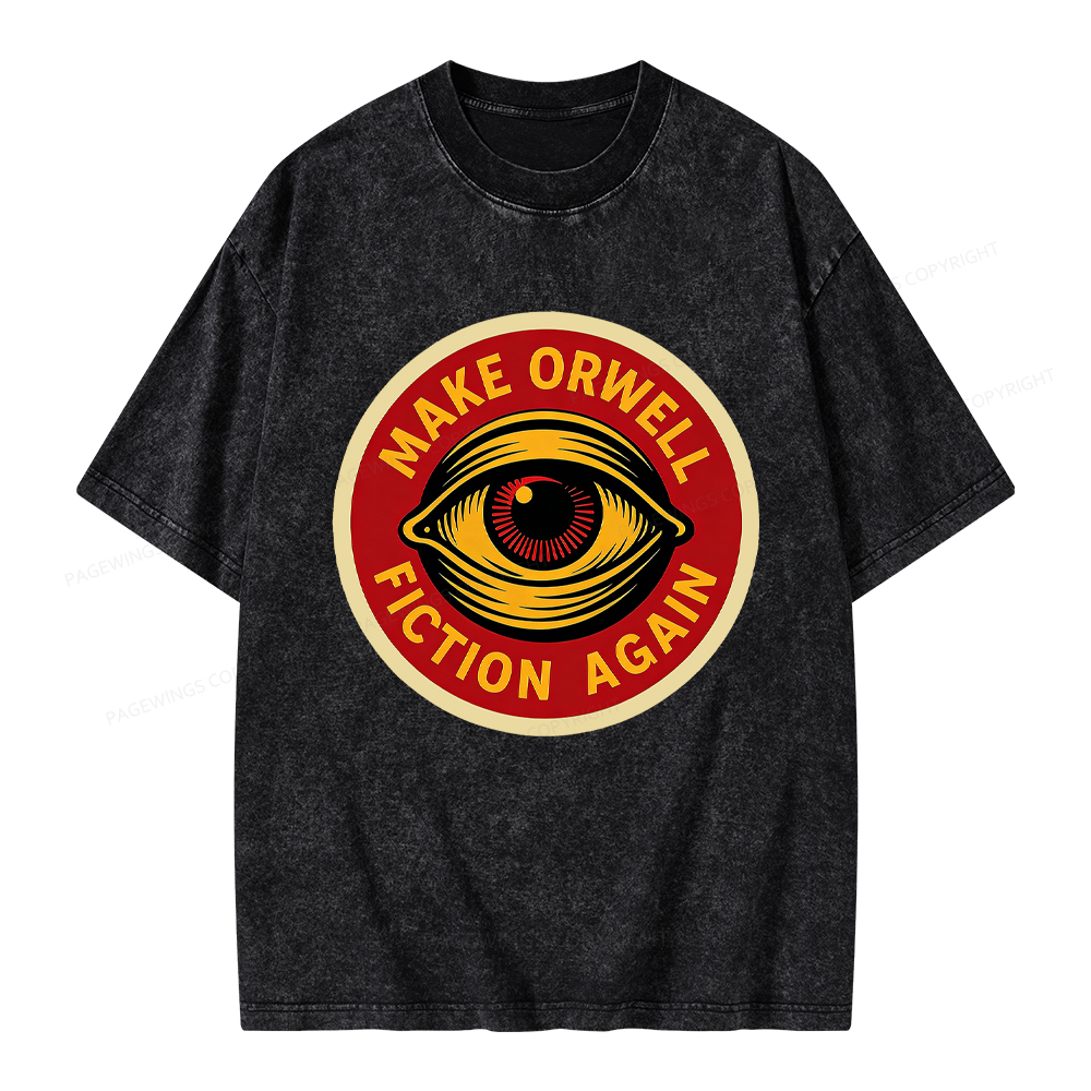 Pagewings Make Orwell Fiction Again Unisex Washed T-shirt