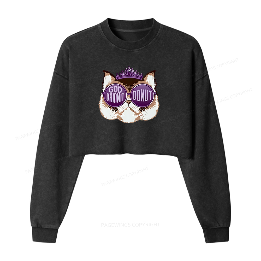 Pagewings Sci-Fi Bookworm Washed Crop Sweatshirt