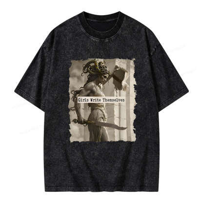 Pagewings Girls Will Be Girls Unisex Washed T-shirt