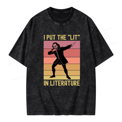 Pagewings I Put The "Lit" In Literature Unisex Washed T-shirt