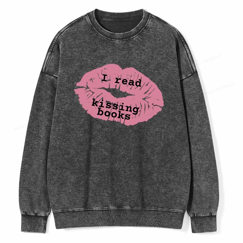 Pagewings I read kissing books Unisex Washed Sweatshirt