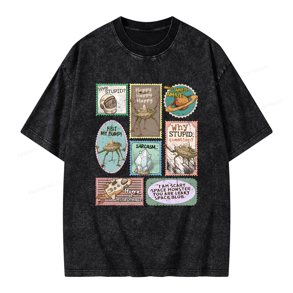 Pagewings Amaze Retro Sci-Fi Unisex Washed T-shirt