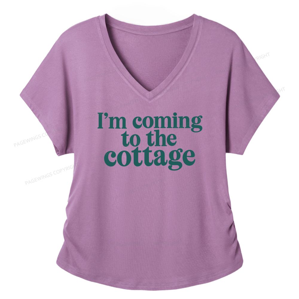 Pagewings I'm Coming To The Cottage Soft Women's Modal V-neck T-shirt  