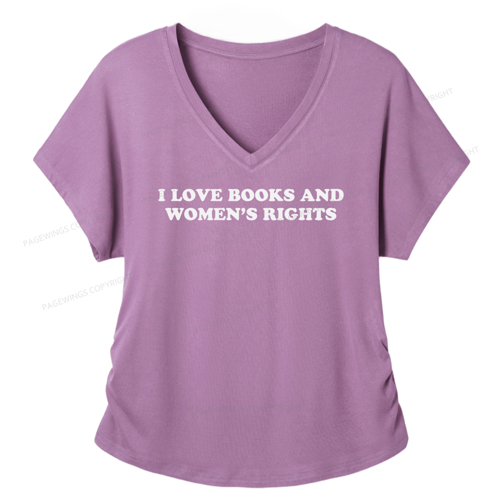 Pagewings I Love Books And Women's Rights Soft Women's Modal V-neck T-shirt  