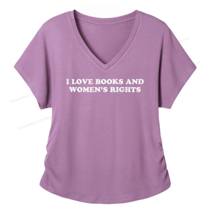Pagewings I Love Books And Women's Rights Soft Women's Modal V-neck T-shirt  