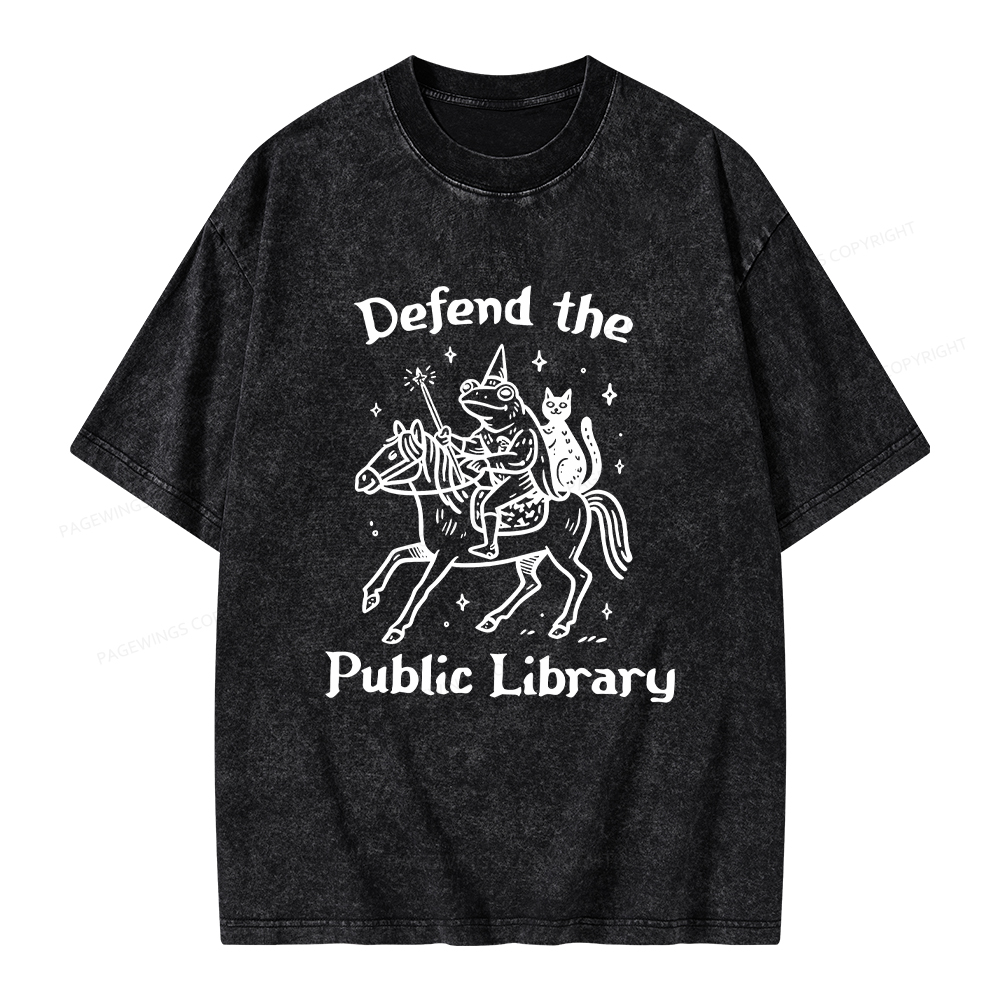 Pagewings Defend The Public Library Unisex Washed T-shirt