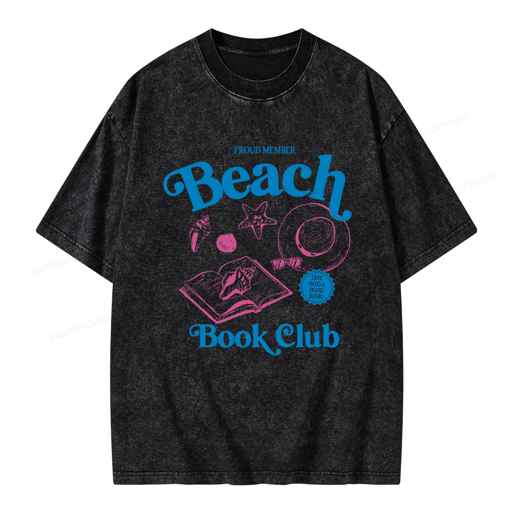 Pagewings Beach Book Club Unisex Washed T-shirt