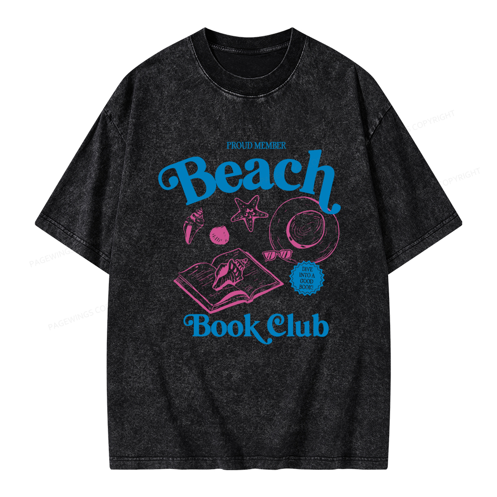 Pagewings Beach Book Club Unisex Washed T-shirt