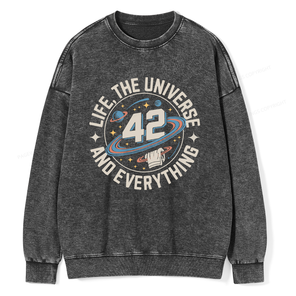 Pagewings Life The Universe And Everything Unisex Washed Sweatshirt