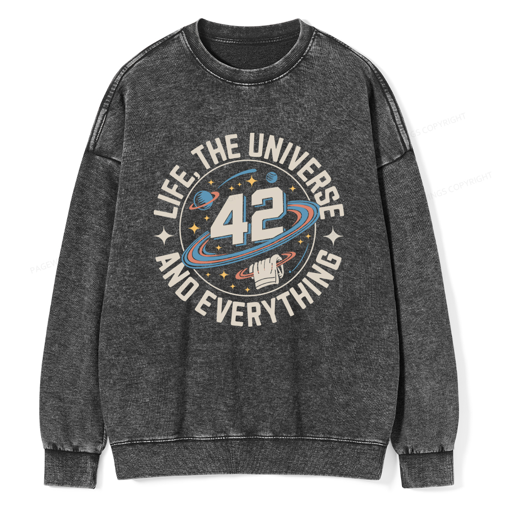 Pagewings Life The Universe And Everything Unisex Washed Sweatshirt