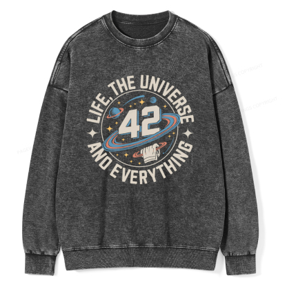Pagewings Life The Universe And Everything Unisex Washed Sweatshirt