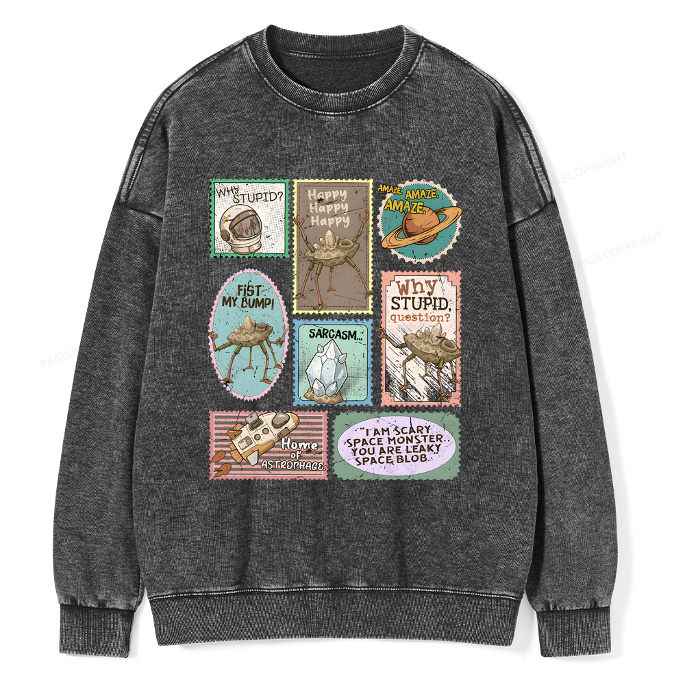 Pagewings Amaze Retro Sci-Fi Unisex Washed Sweatshirt