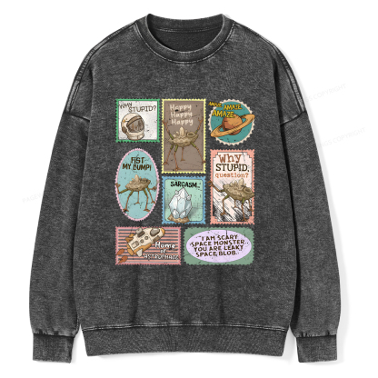 Pagewings Amaze Retro Sci-Fi Unisex Washed Sweatshirt