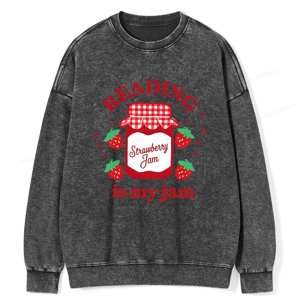 Pagewings Valentines Day Reading is My Jam Unisex Washed Sweatshirt