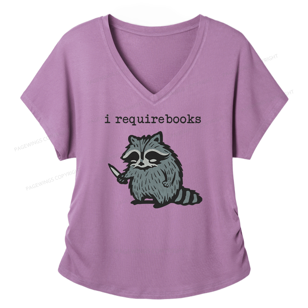 Pagewings I Require Books Soft Women's Modal V-neck T-shirt