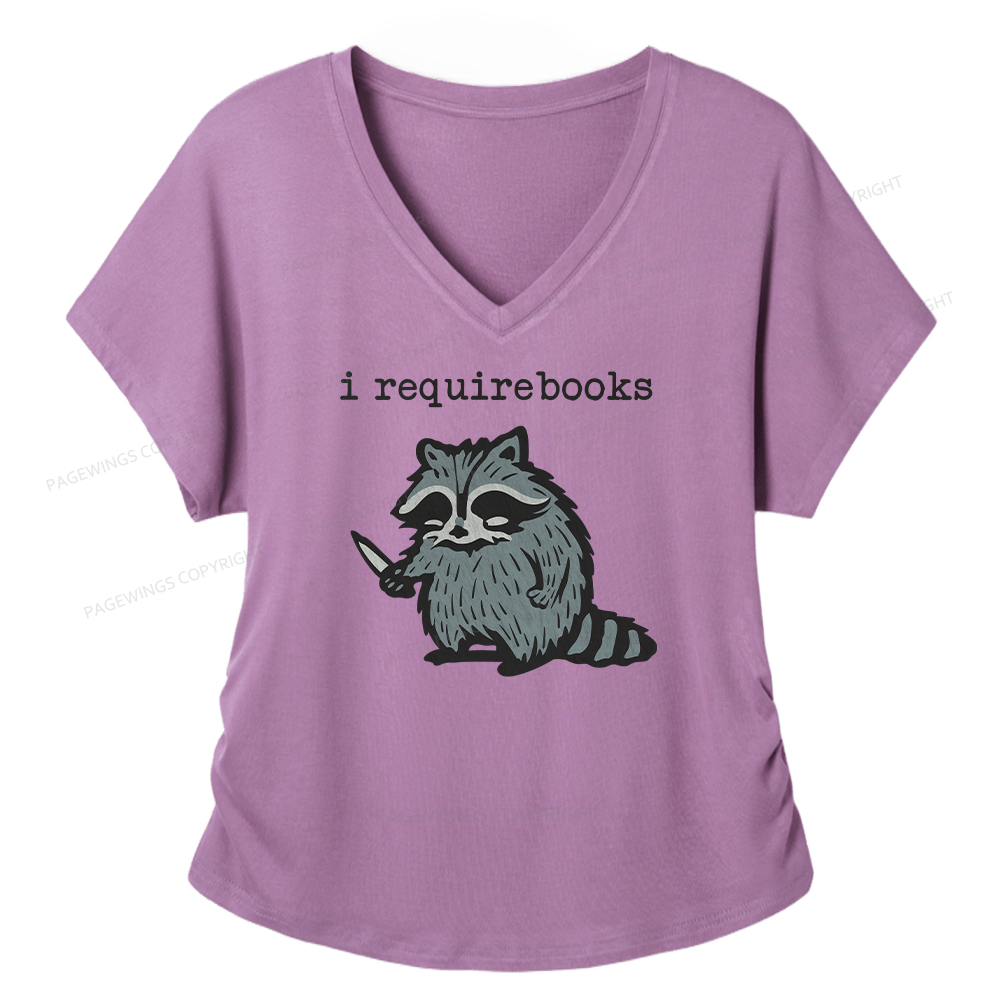 Pagewings I Require Books Soft Women's Modal V-neck T-shirt