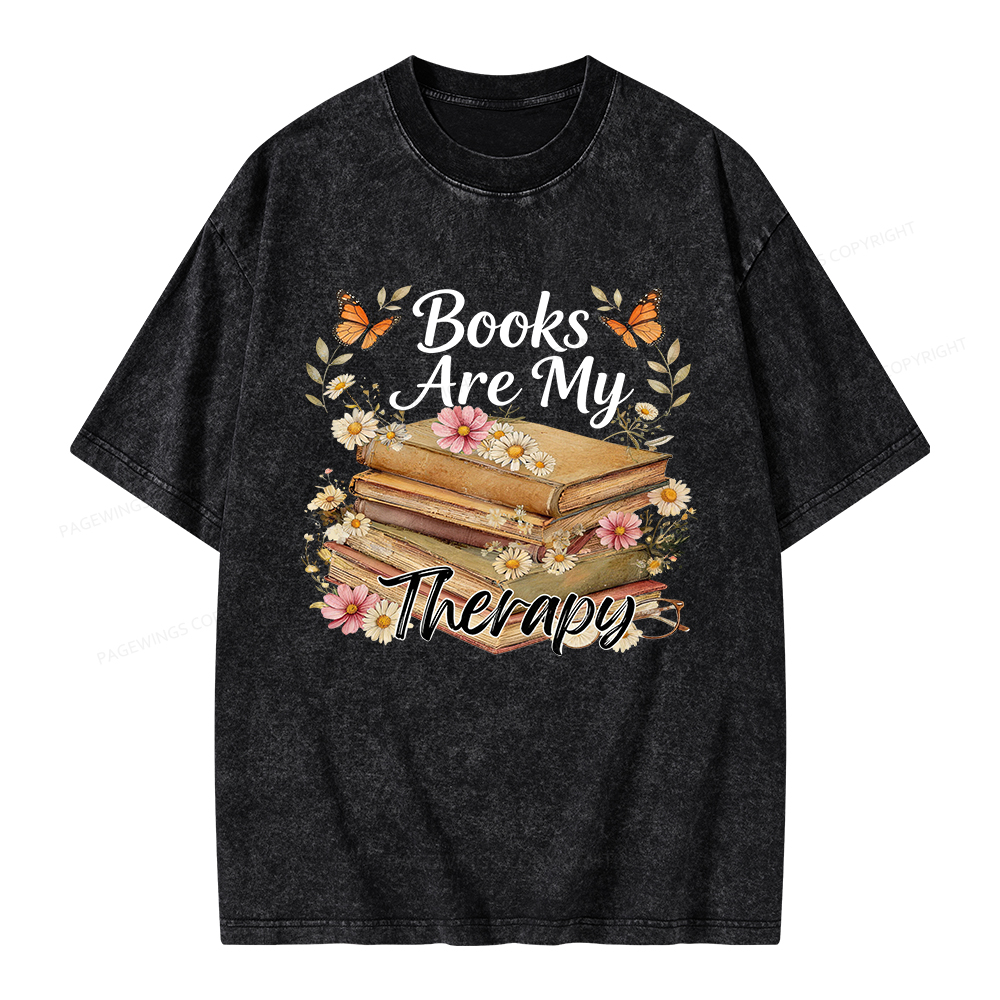 Pagewings Books Are My Therapy Unisex Washed T-shirt
