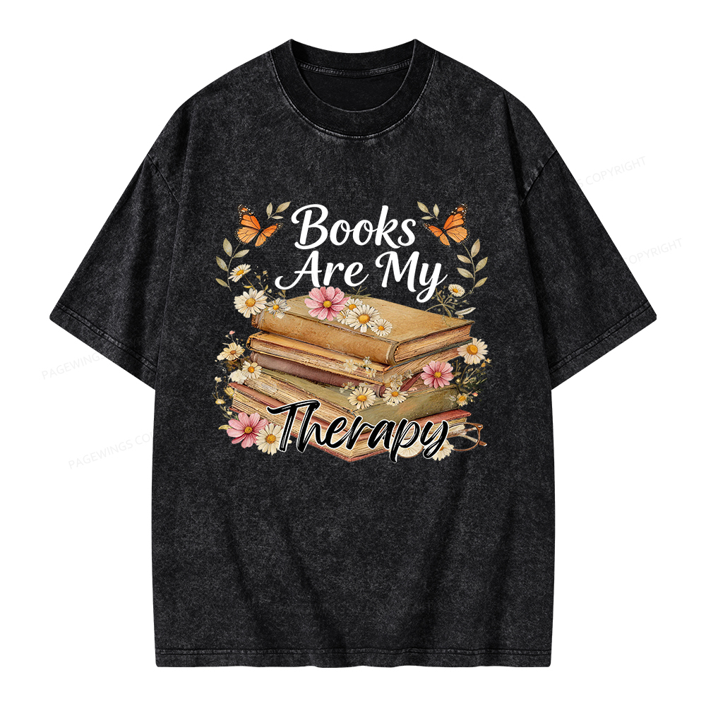 Pagewings Books Are My Therapy Unisex Washed T-shirt