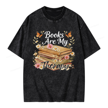 Pagewings Books Are My Therapy Unisex Washed T-shirt