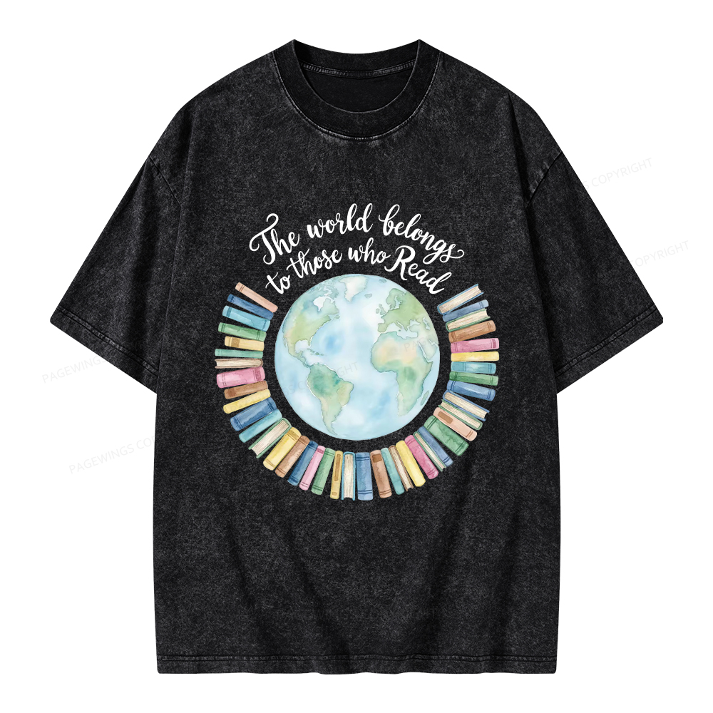 Pagewings The World Belongs to Those Who Read Unisex Washed T-shirt