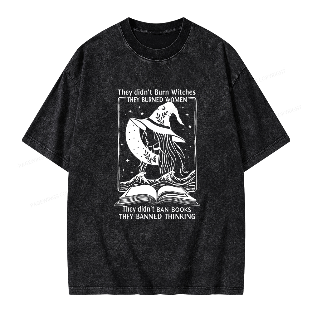 Pagewings They Banned Thinking Unisex Washed T-shirt
