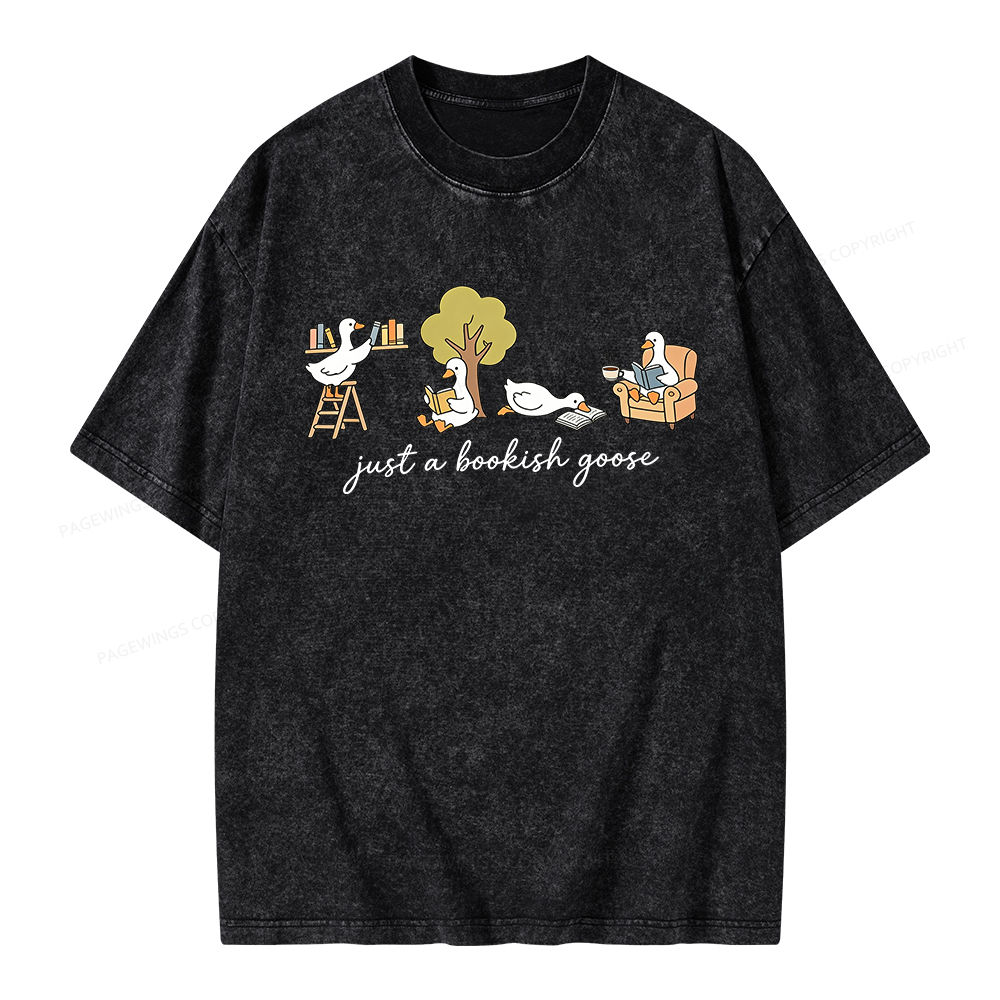 Pagewings Just A Bookish Goose Unisex Washed T-shirt