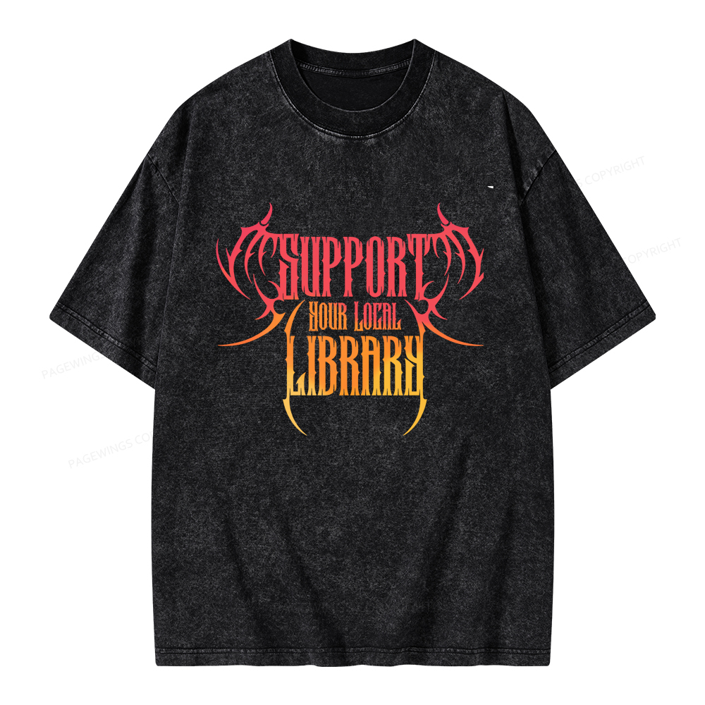 Pagewings Support Your Local Library Unisex Washed T-shirt
