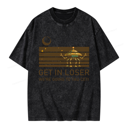 Pagewings Get In Loser Unisex Washed T-shirt
