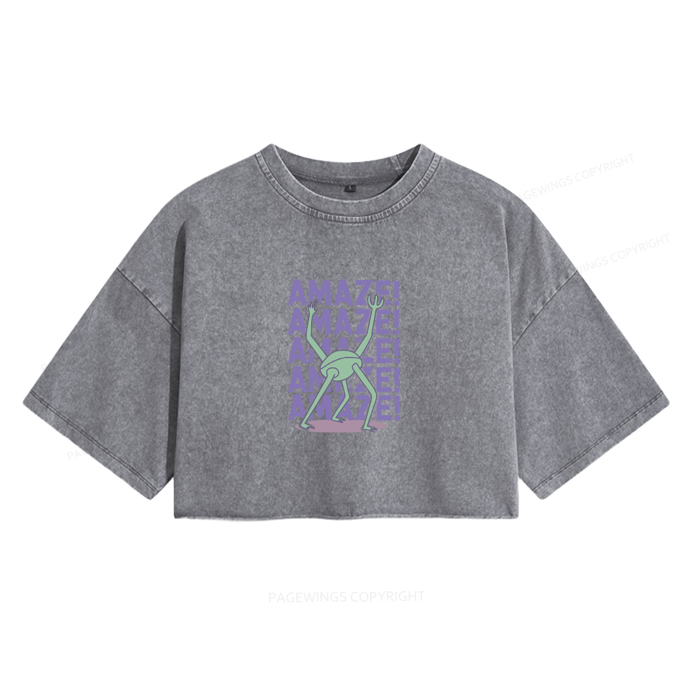 Pagewings Rocky Amaze Women's Washed Cropped T-shirt