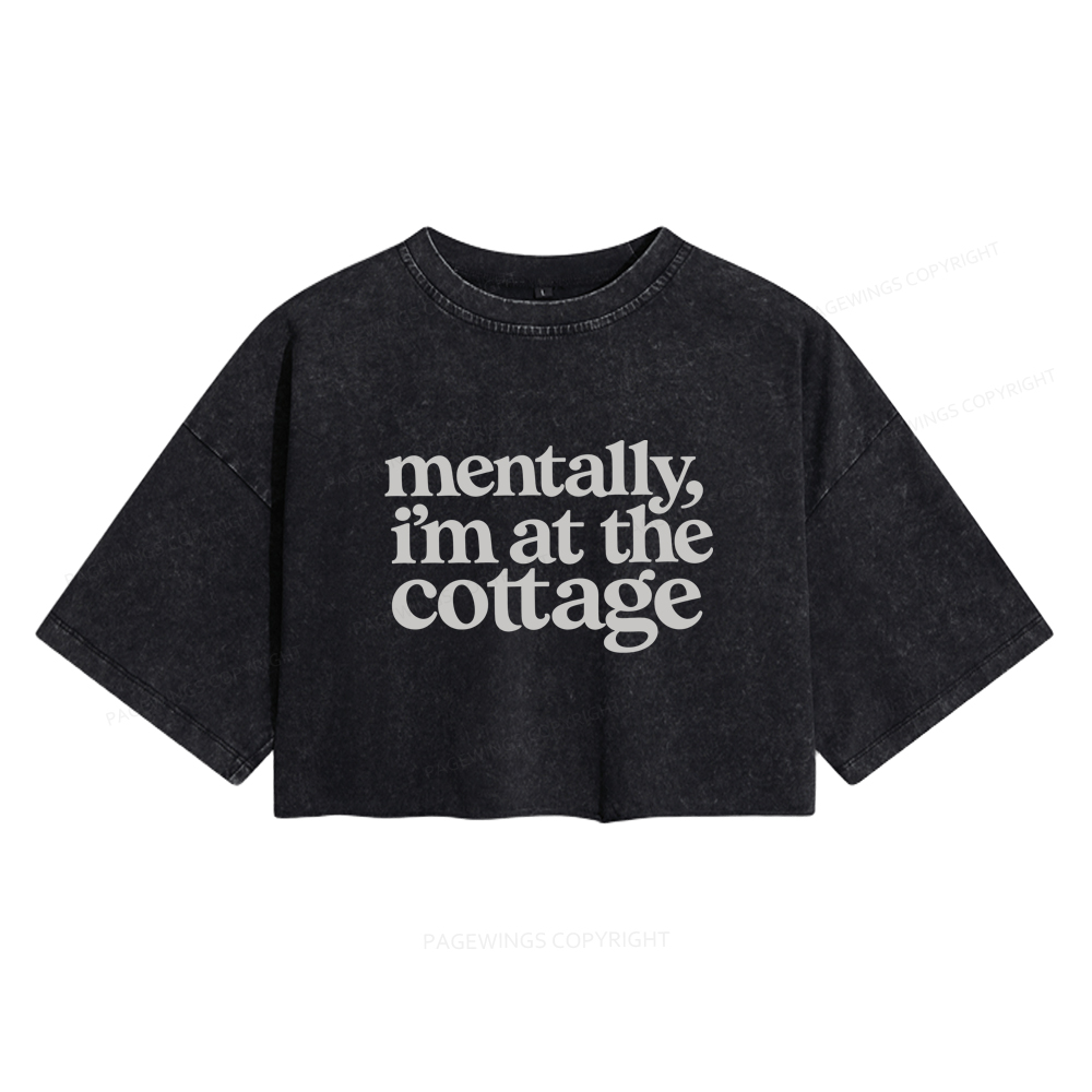 Pagewings At The Cottage Women's Washed Cropped T-shirt