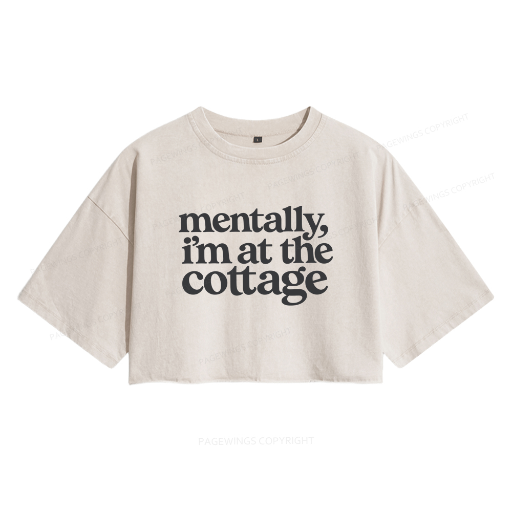 Pagewings At The Cottage Women's Washed Cropped T-shirt