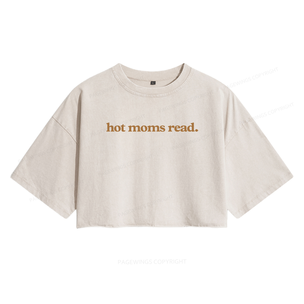 Pagewings Hot Moms Read Women's Washed Cropped T-shirt