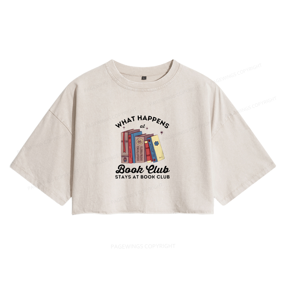 Pagewings Stays At Book Club Book Women's Washed Cropped T-shirt