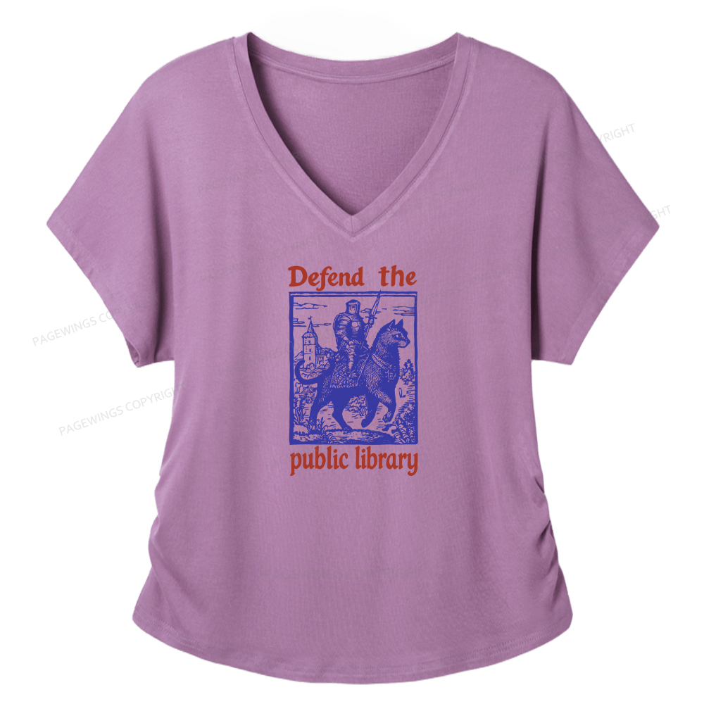 Pagewings Defend the Public Library Soft Women's Modal V-neck T-shirt  
