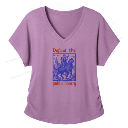 Pagewings Defend the Public Library Soft Women's Modal V-neck T-shirt  