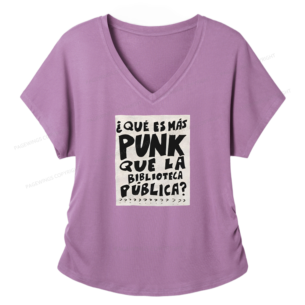 Pagewings What's More Punk Than The Public Library Soft Women's Modal V-neck T-shirt