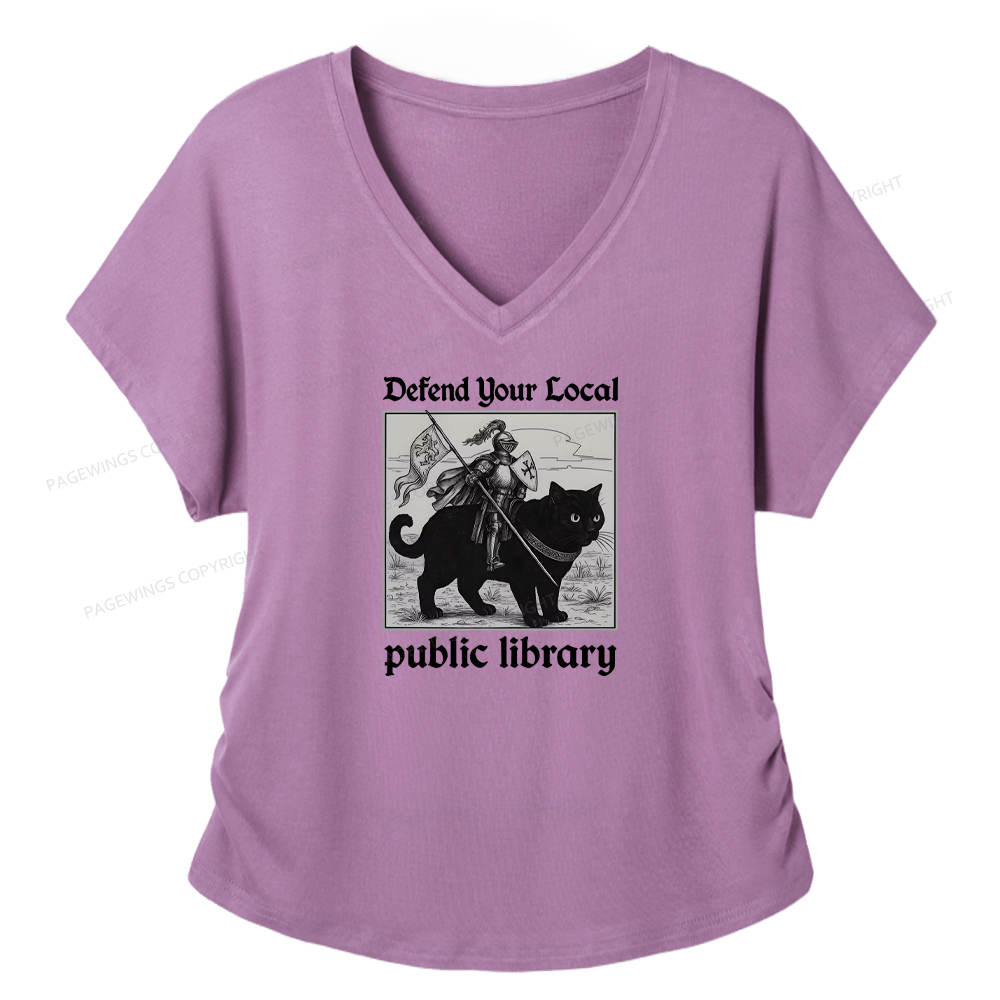 Pagewings Defend Your Local Public Library Soft Women's Modal V-neck T-shirt