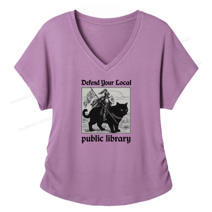 Pagewings Defend Your Local Public Library Women's Modal V-neck T-shirt  